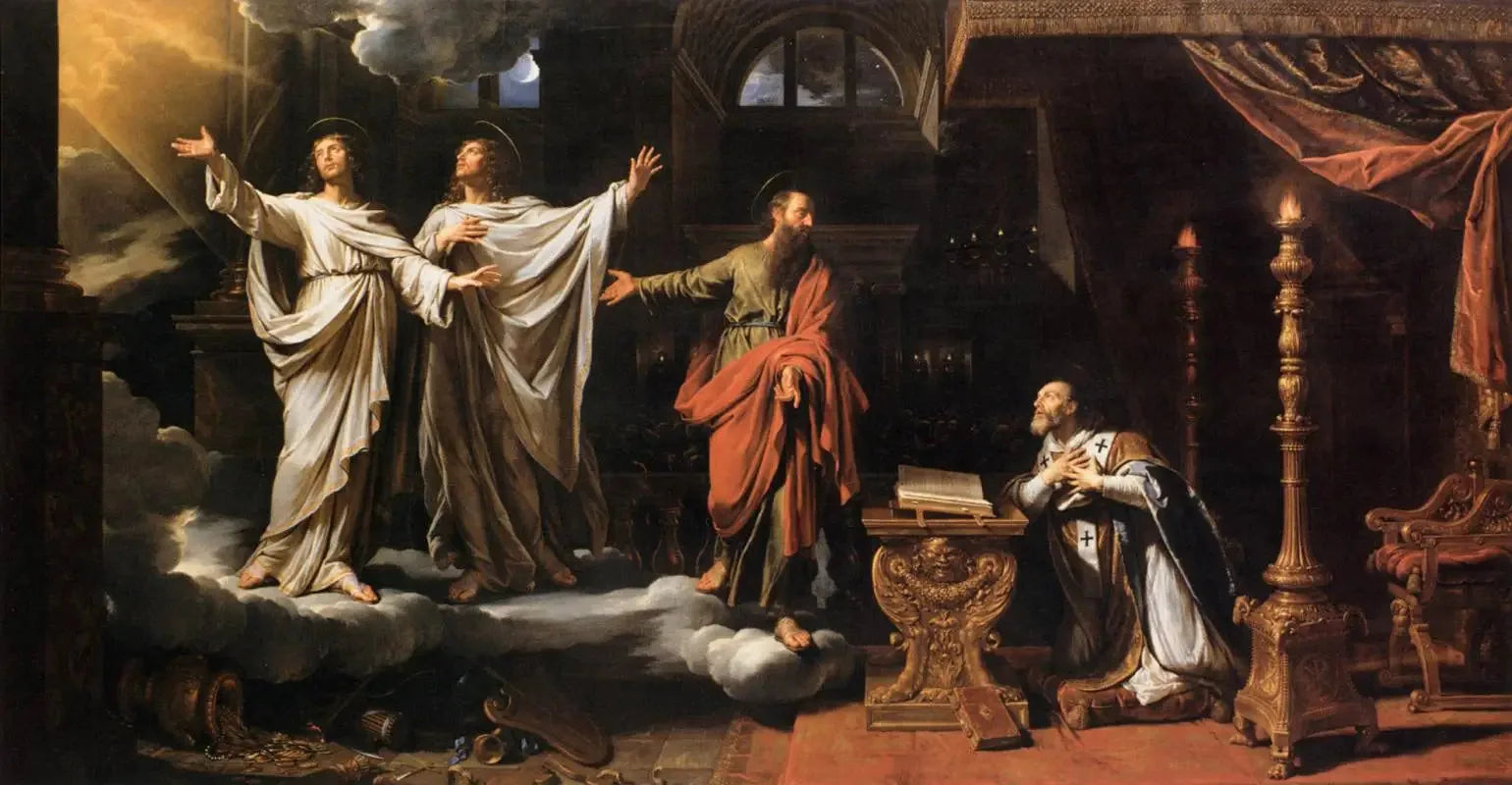 Apparition de Saint Gervais et de Saint Protais à Saint Ambroise - Philippe de Champaigne image 1 copie de tableau peinte à la main