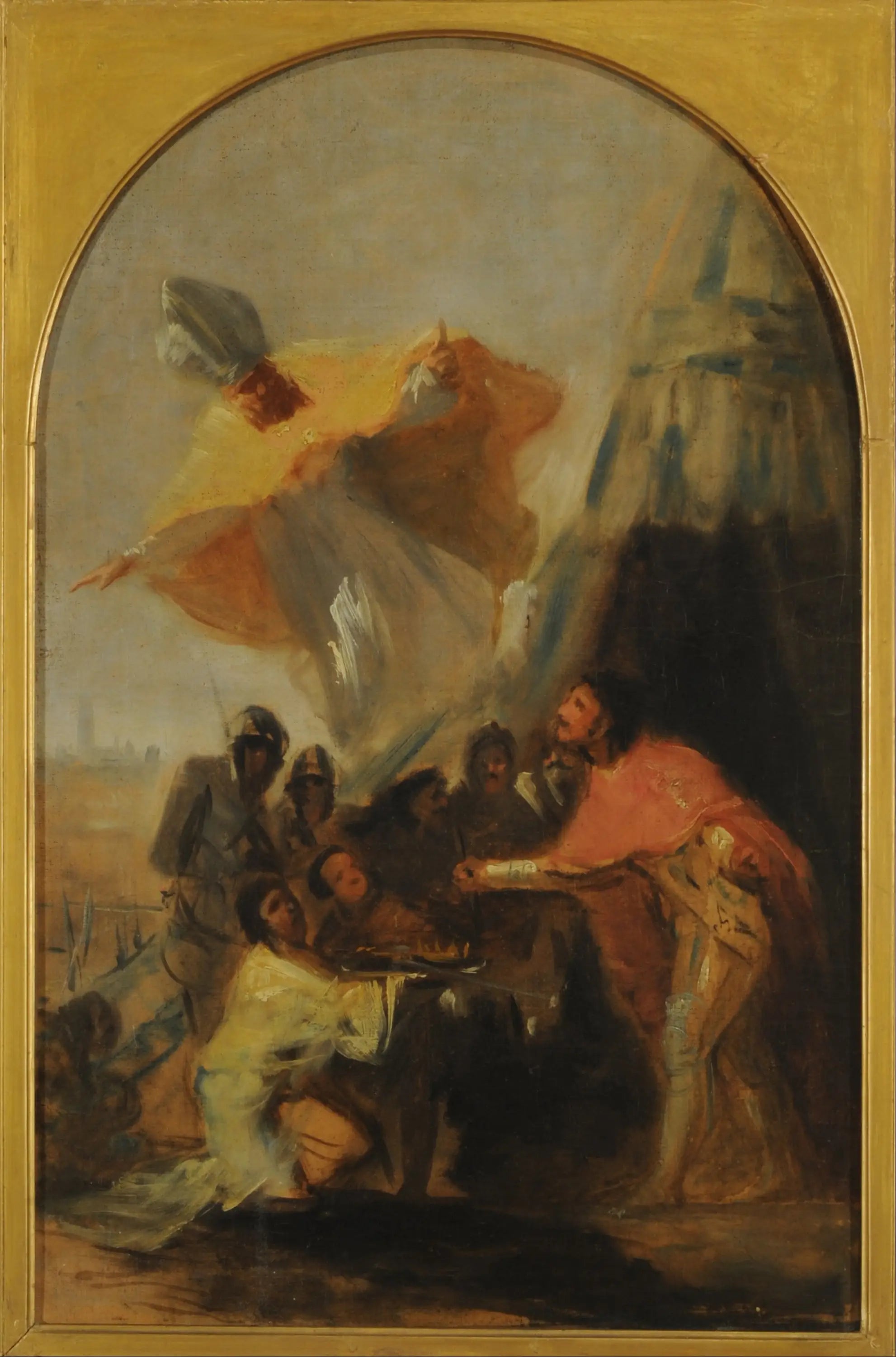 Apparition de saint Isidore à saint Ferdinand, roi, devant les murs de Séville - Francisco de Goya image 1 copie peinte à la main à l’huile