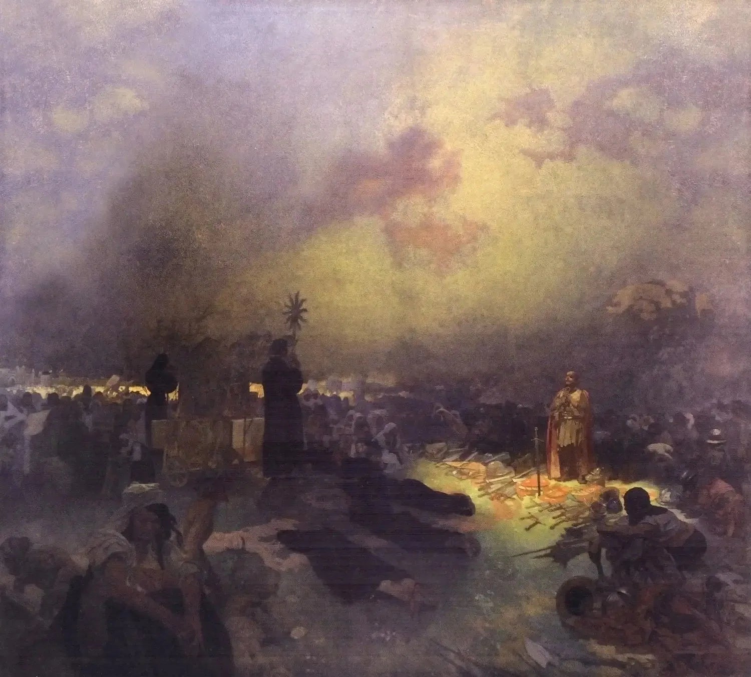 Après la bataille de la colline de Vitkov - Alphonse Mucha image 1 reproduction de peinture à l’huile