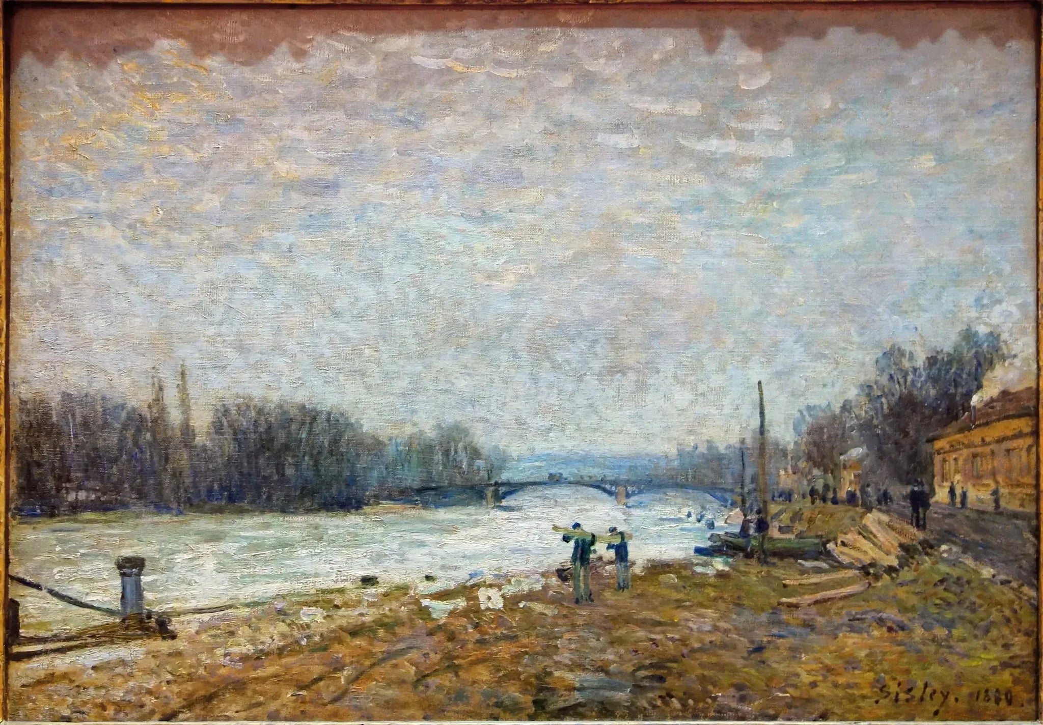 Après la débâcle, la Seine au pont de Suresnes - Alfred Sisley image 1 copie de tableau peinte à la main