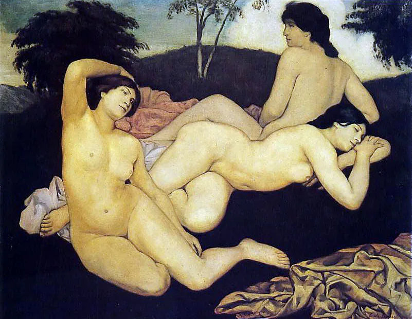 Après le bain, les nymphes - Émile Bernard image 1 reproduction d’œuvre d’art à l’huile