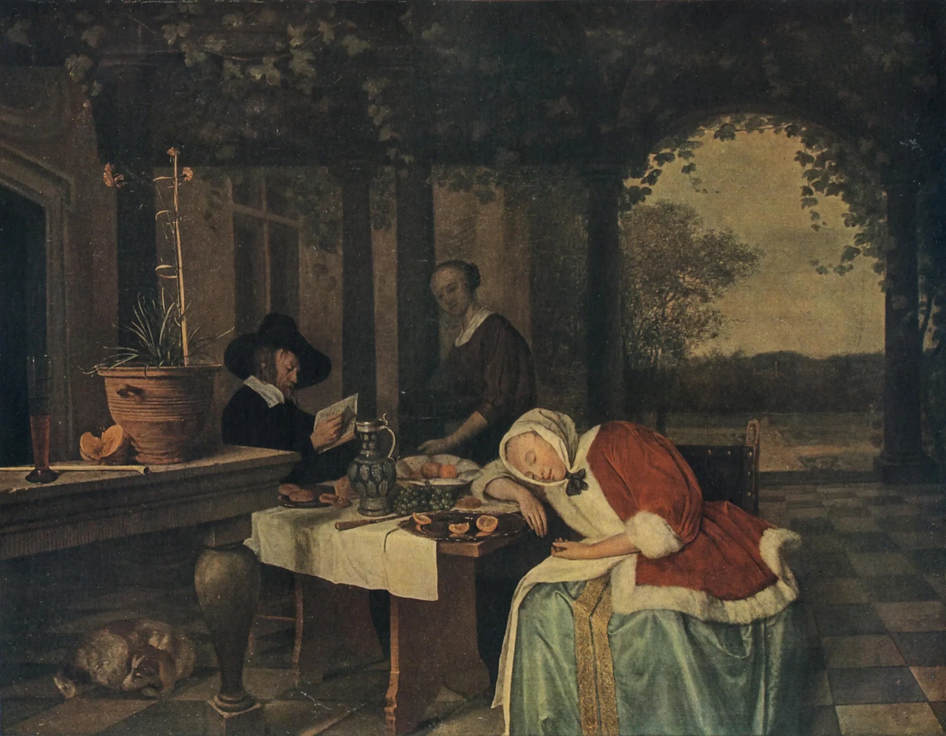 Après le repas - Jan Steen image 1 copie de tableau peinte à la main