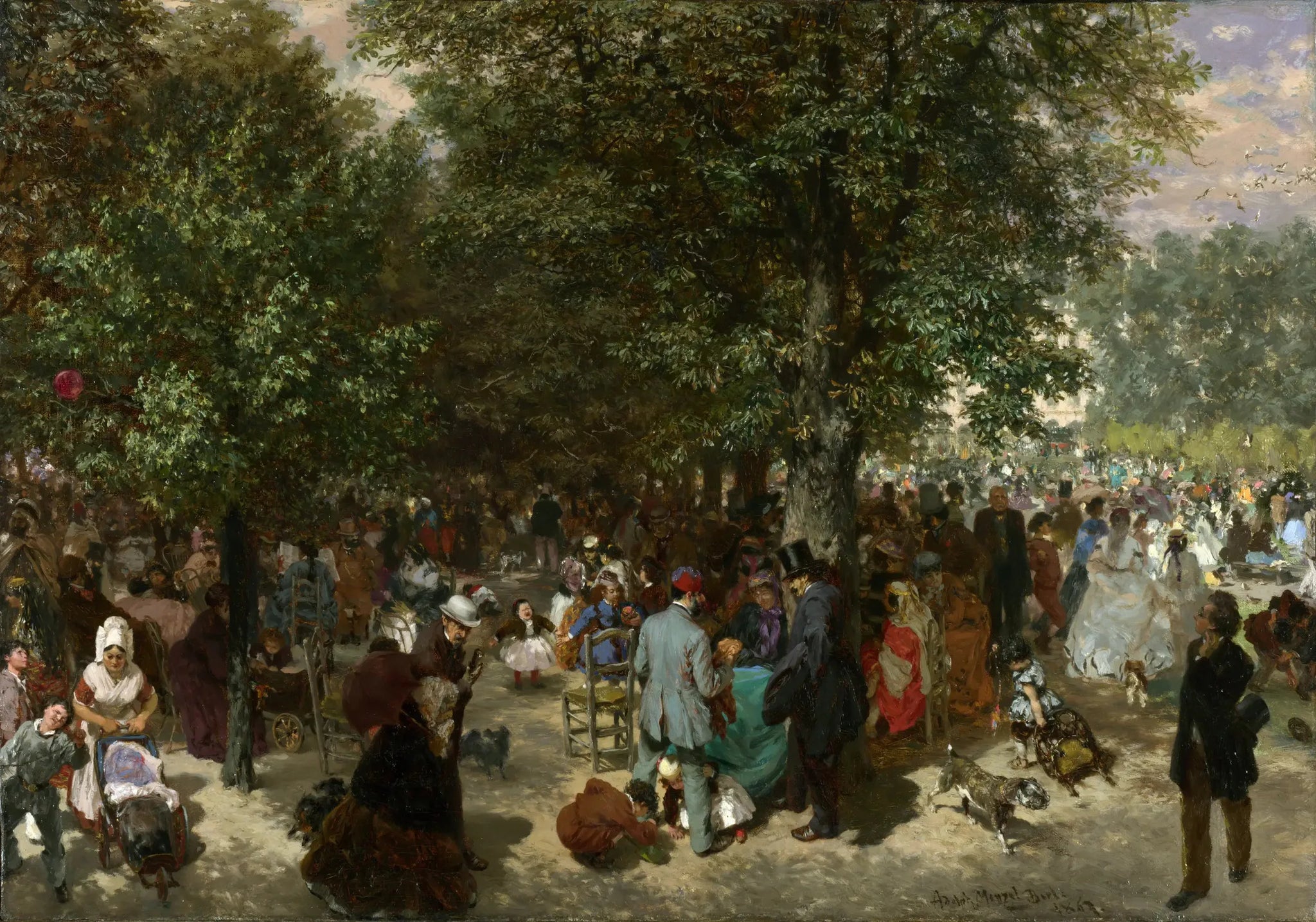 Après-midi au jardin des Tuileries - Adolph von Menzel image 1 copie de tableau peinte à la main