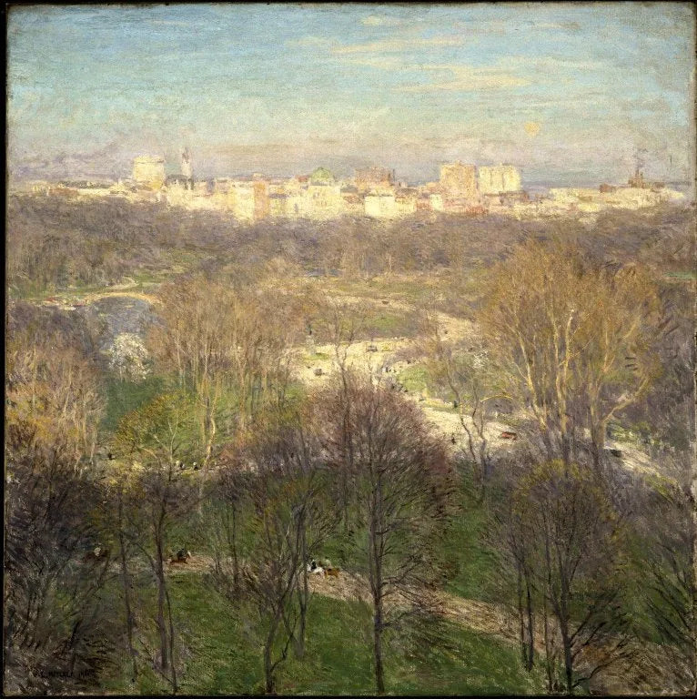 Après-midi de début de printemps : Central Park - Willard Metcalf image 1 copie peinte à la main à l’huile