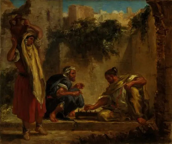 Arabes jouant aux échecs - Eugène Delacroix image 1 copie peinte à la main à l’huile