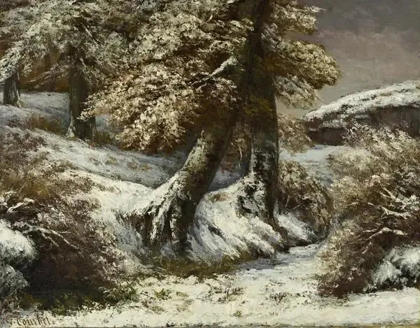 Arbres dans la neige - Gustave Courbet image 1 copie de tableau peinte à la main