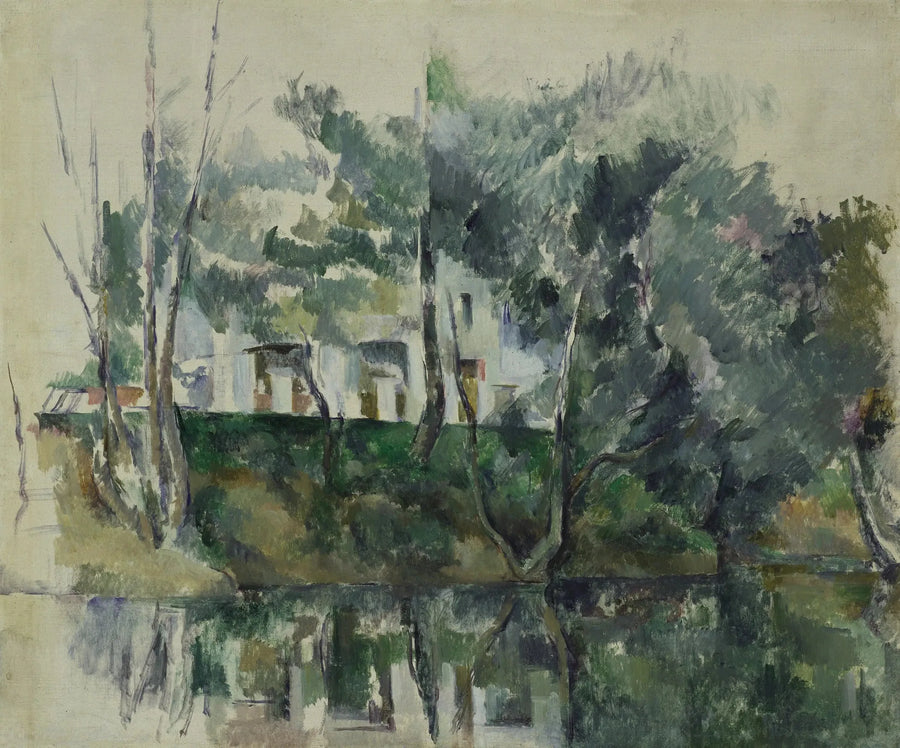 Arbres et maisons au bord de l'eau - Paul Cézanne
