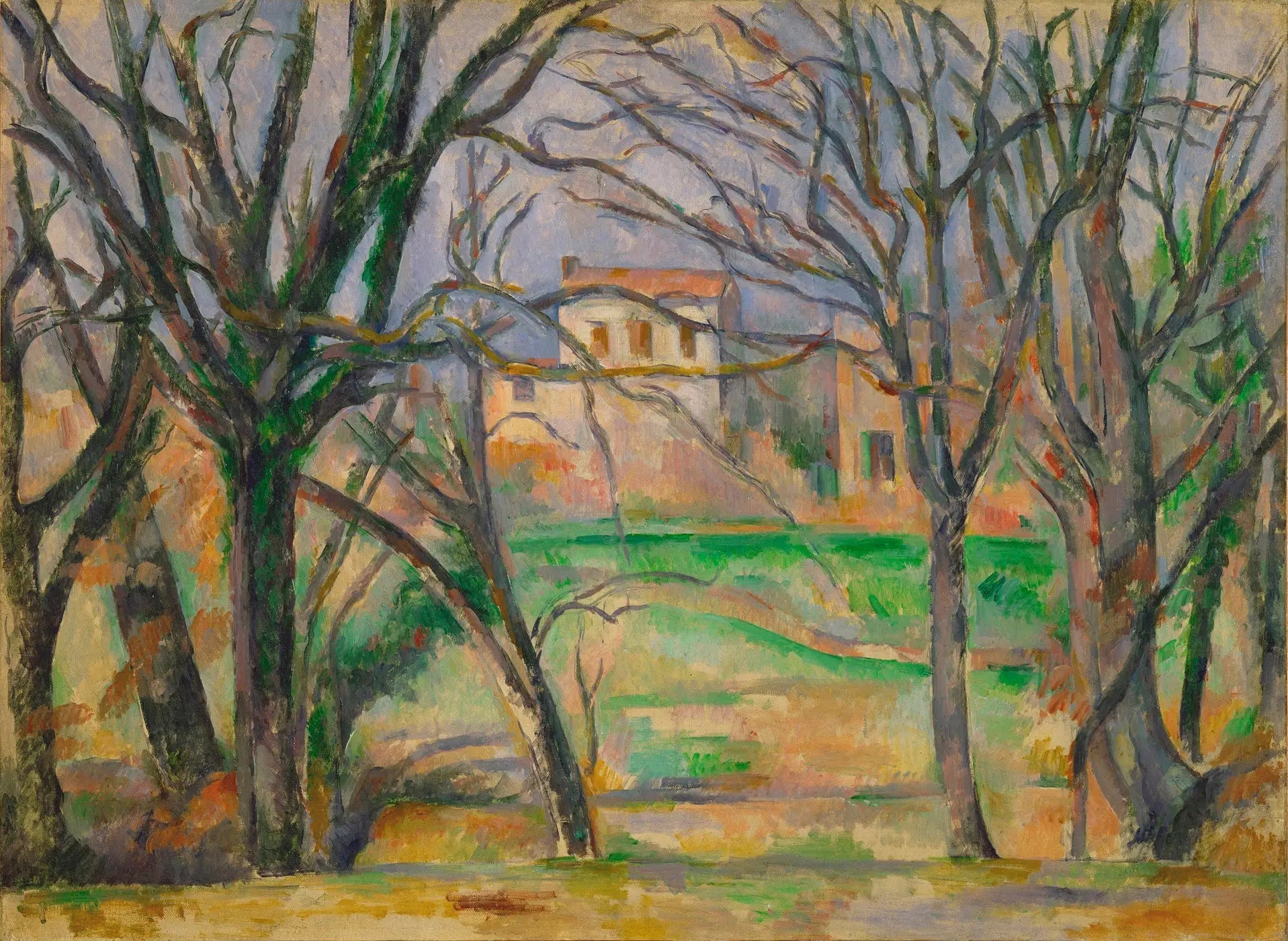 Arbres et maisons au lieu dit La Durane - Paul Cézanne image 1 reproduction réalisée par Alpha Reproduction