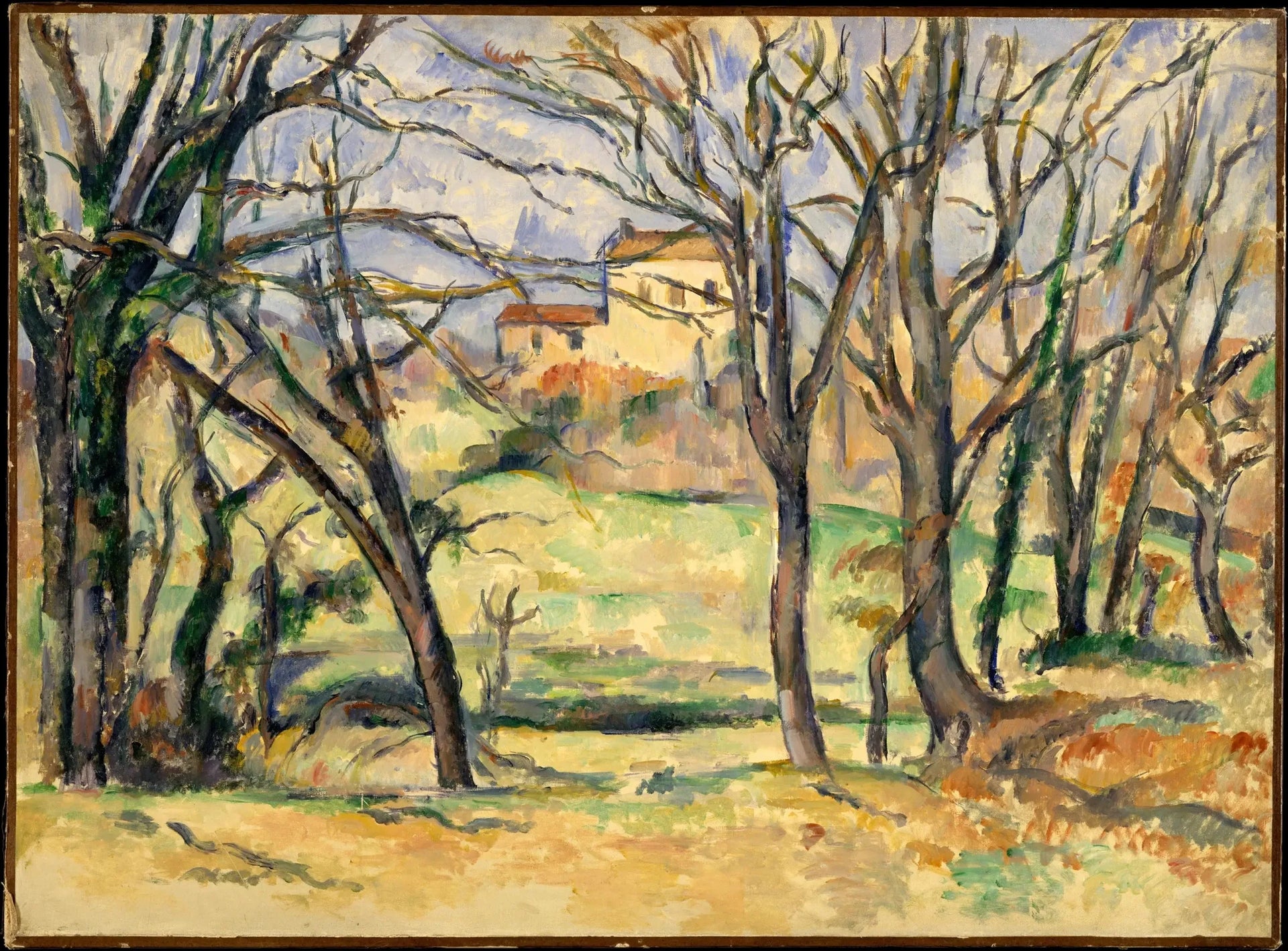Arbres et maisons au lieu dit "La Durane" - Paul Cézanne image 1 reproduction artisanale de tableau