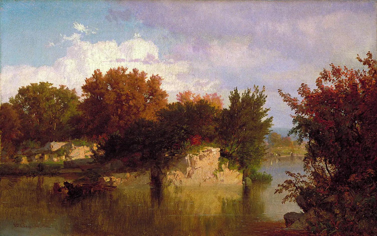 Arbres le long du ruisseau en automne - William Trost Richards image 1 reproduction artisanale de tableau