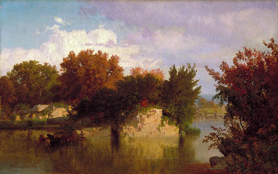 Arbres le long du ruisseau en automne - William Trost Richards image 1 reproduction artisanale de tableau