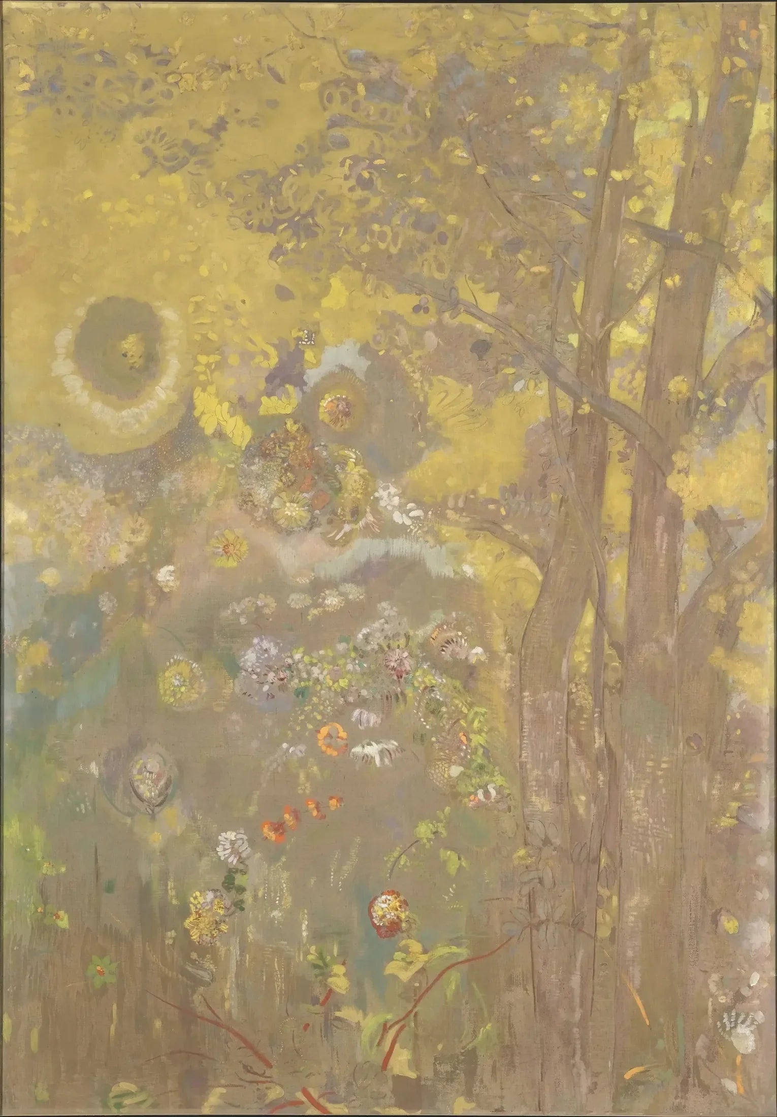 Arbres sur un fond jaune - Odilon Redon image 1 tableau peint à l’huile sur toile