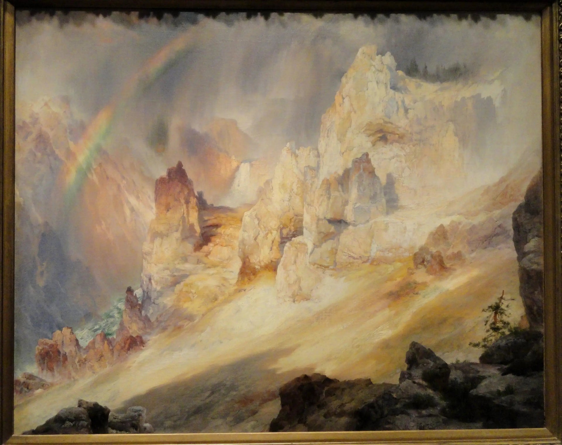 Arc-en-ciel sur le Grand Canyon de Yellowstone - Thomas Moran image 1 reproduction de peinture à l’huile
