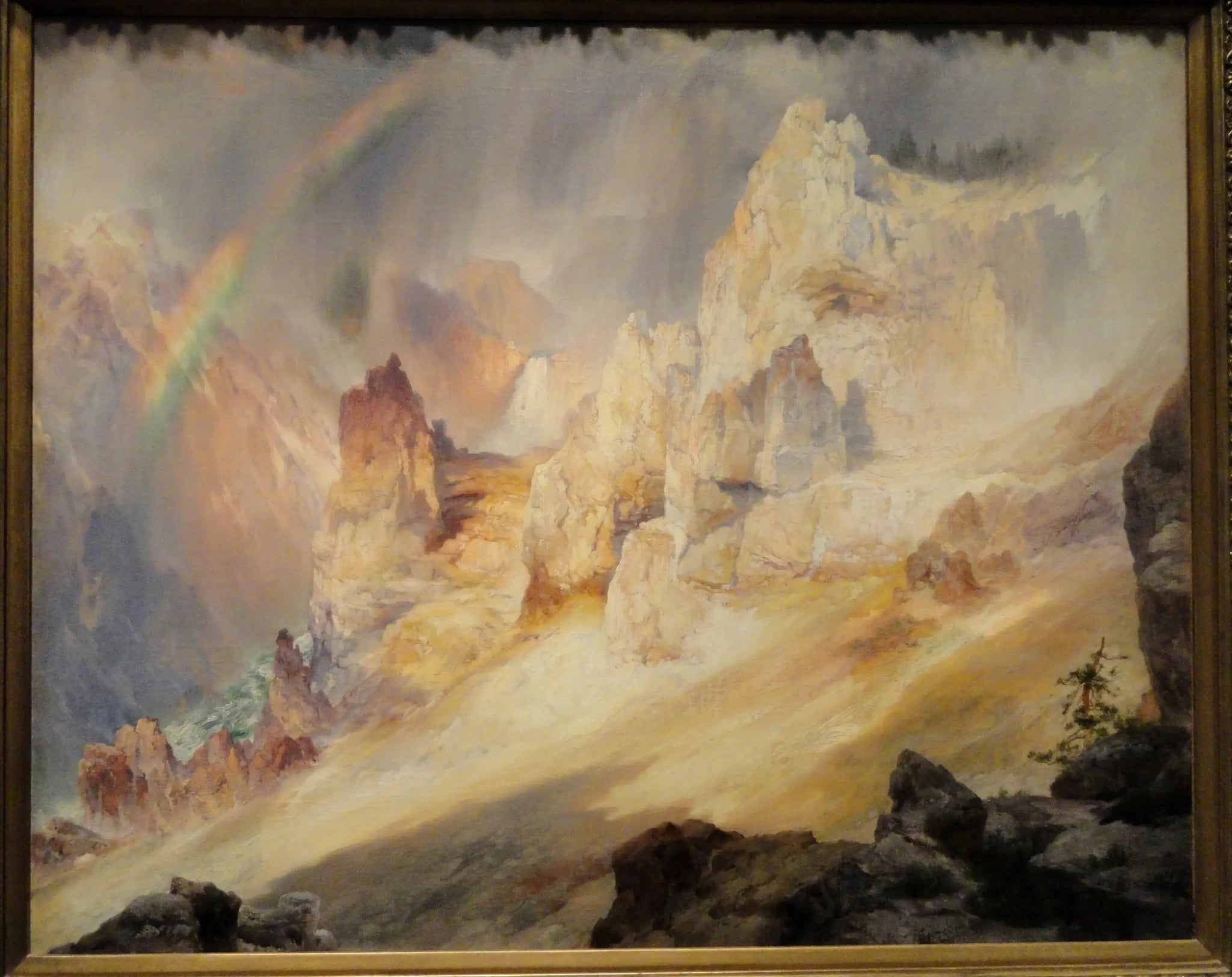 Arc-en-ciel sur le Grand Canyon de Yellowstone - Thomas Moran image 1 reproduction de peinture à l’huile