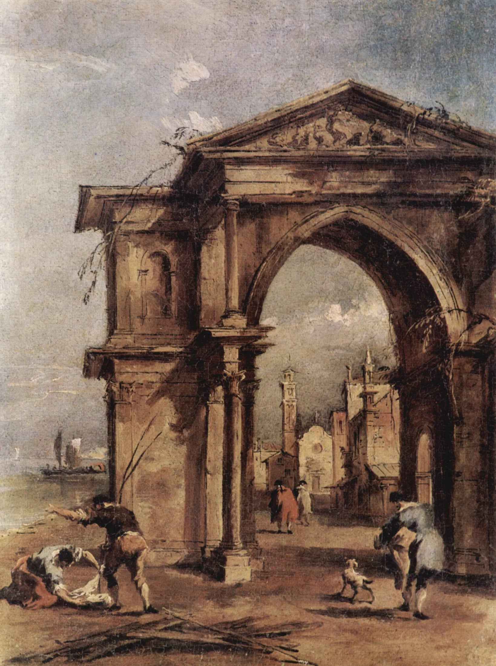 Arche fantastique avec figures humaines - Francesco Guardi image 1 tableau peint à l’huile sur toile