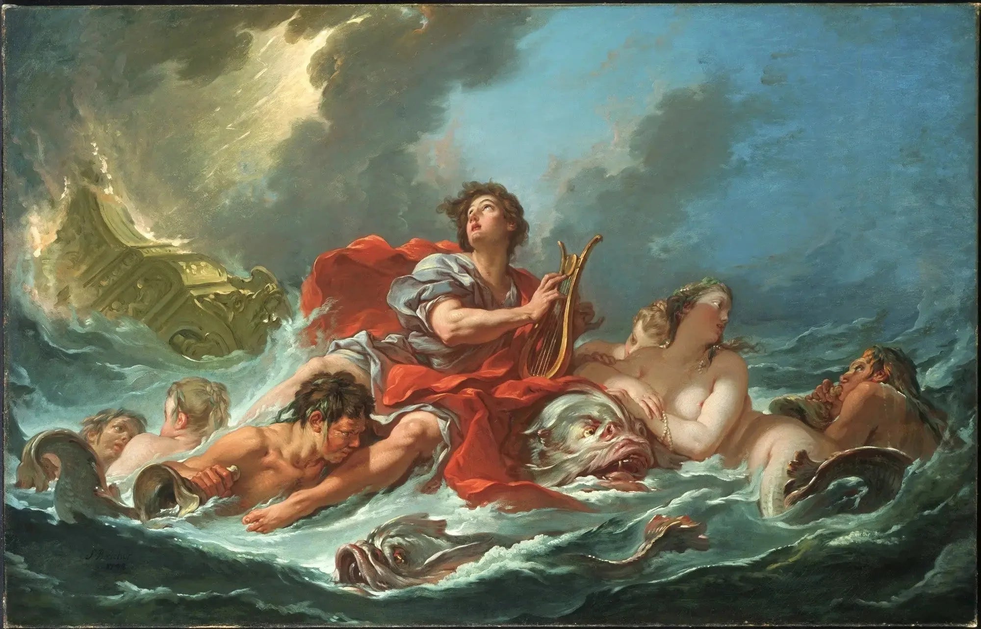 Arion sur le Dauphin - François Boucher image 1 copie peinte à la main à l’huile