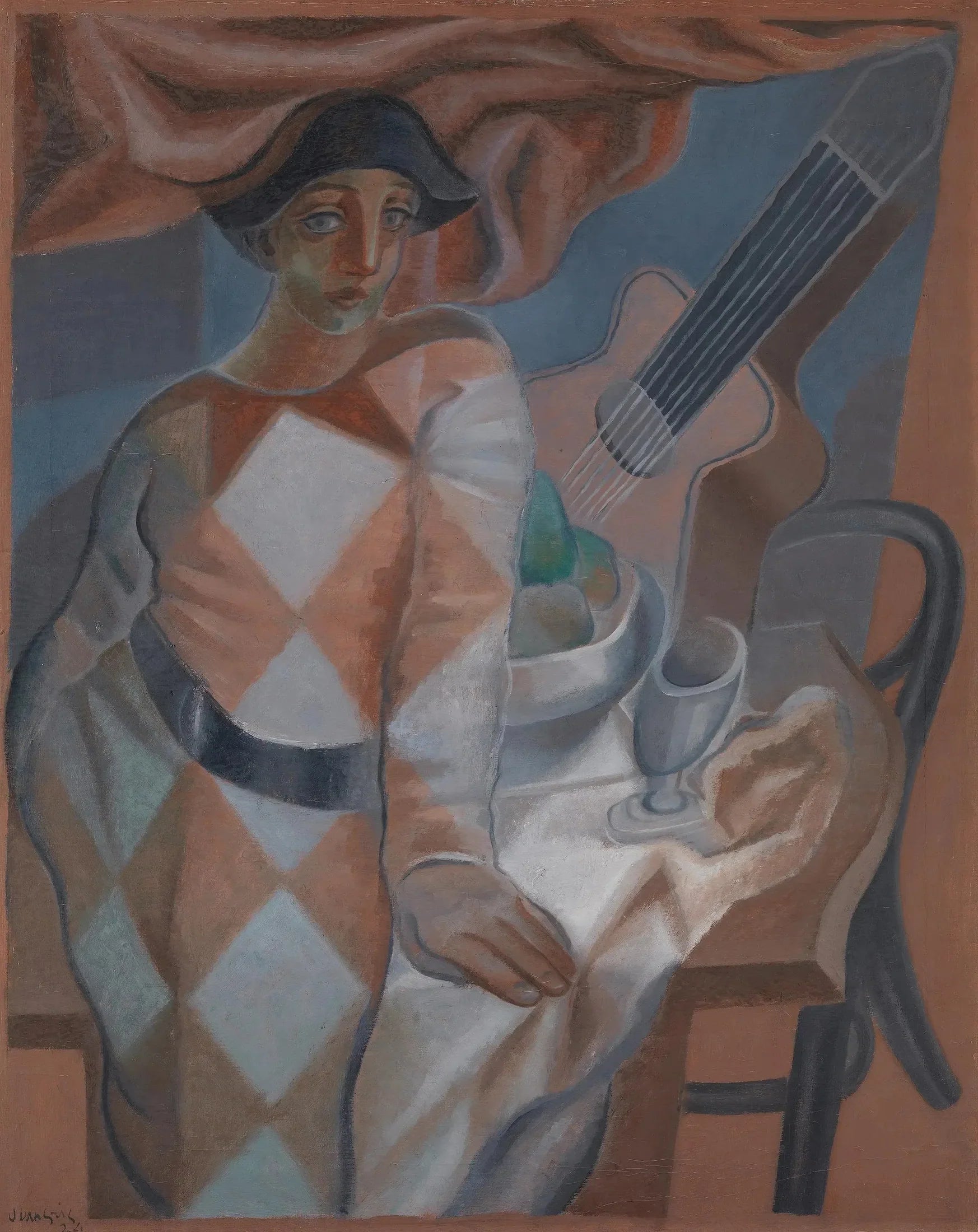 Arlequin devant une table - Juan Gris image 1 reproduction d’œuvre d’art à l’huile