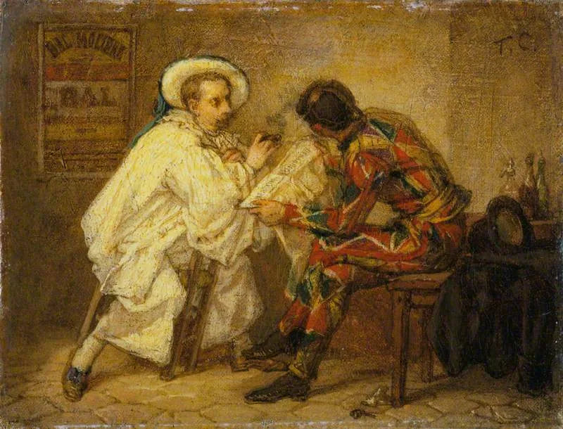 Arlequin et Pierrot - Thomas Couture image 1 reproduction de peinture à l’huile