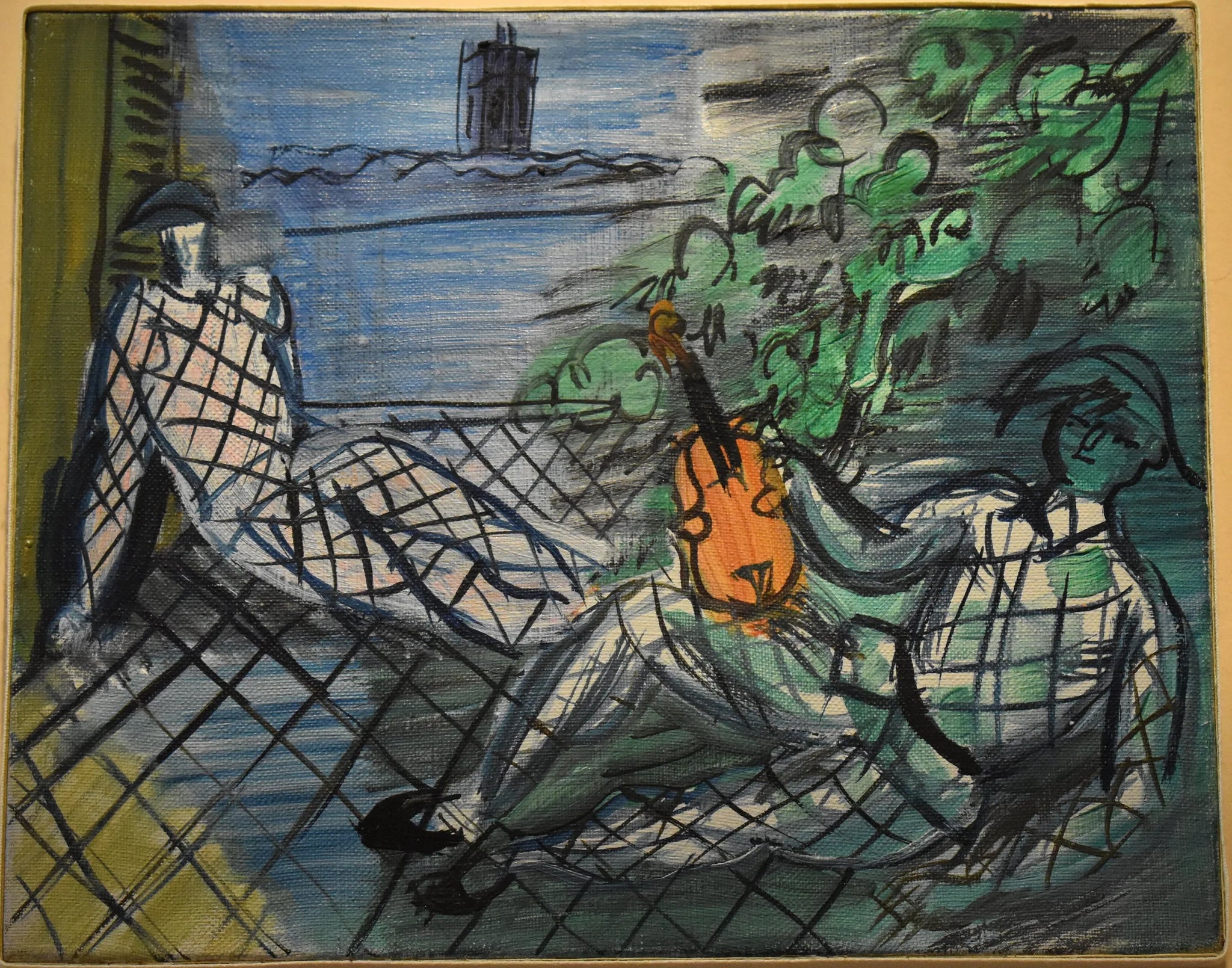 Arlequin vert et blanc au violon - Raoul Dufy image 1 reproduction artisanale de tableau