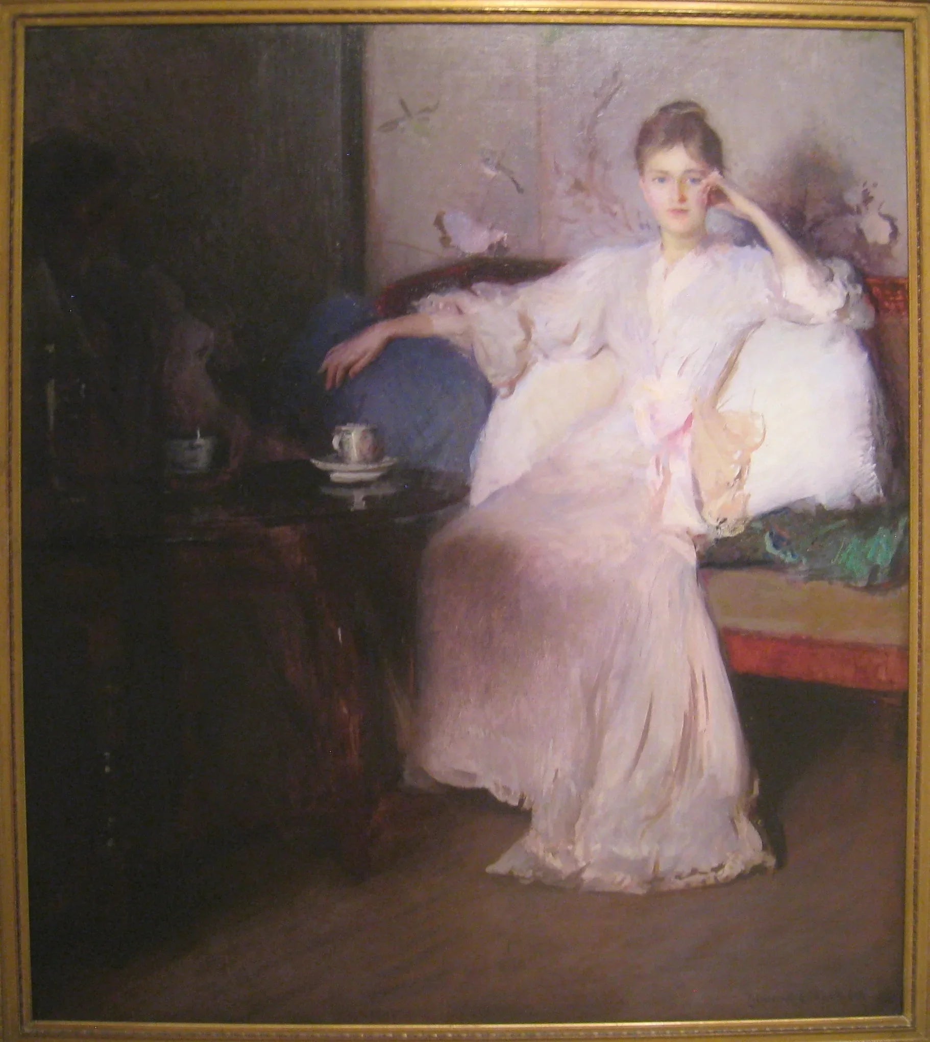 Arrangement in Pink and Gray (Afternoon Tea) - Edmund Charles Tarbell image 1 copie de tableau peinte à la main