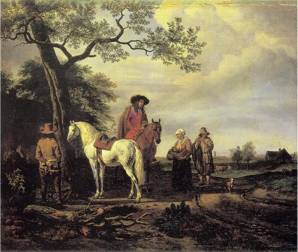Arrêtez-vous sur le chemin - Adriaen van de Velde image 1 reproduction artisanale de tableau