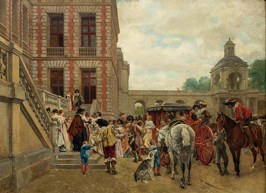 Arrivée au château - Ernest Meissonier image 1 reproduction d’œuvre d’art à l’huile
