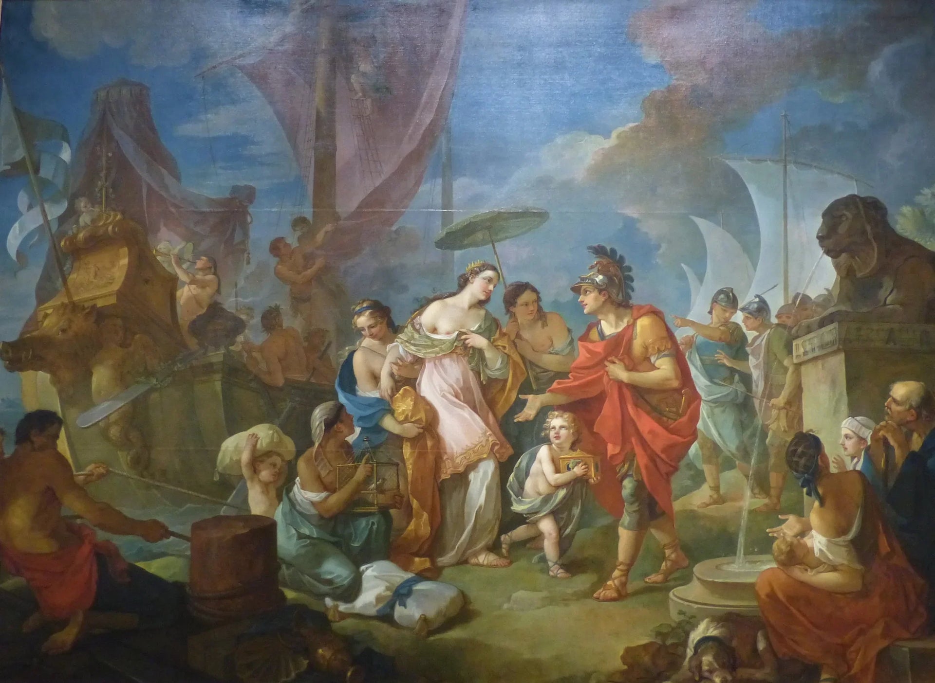 Arrivée de Cléopâtre à Tarse - Charles-Joseph Natoire image 1 copie de tableau peinte à la main