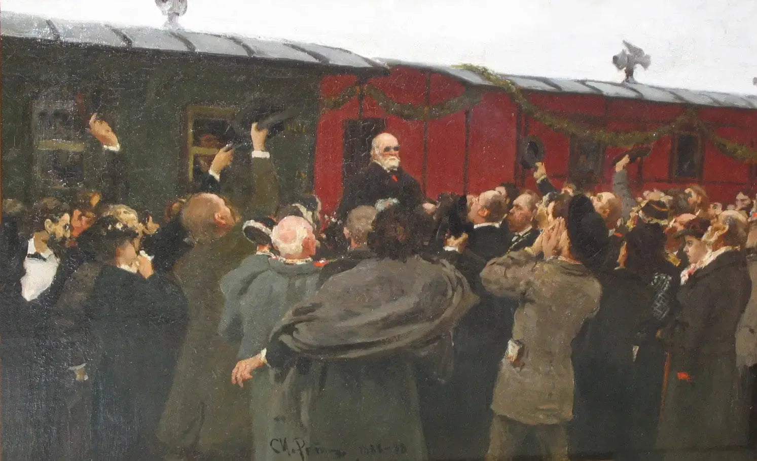 Arrivée de Nikolaï Ivanovitch Pirogov à Moscou à l'occasion du 50e anniversaire de ses activités scientifiques. - Ilya Repin image 1 copie de tableau peinte à la main