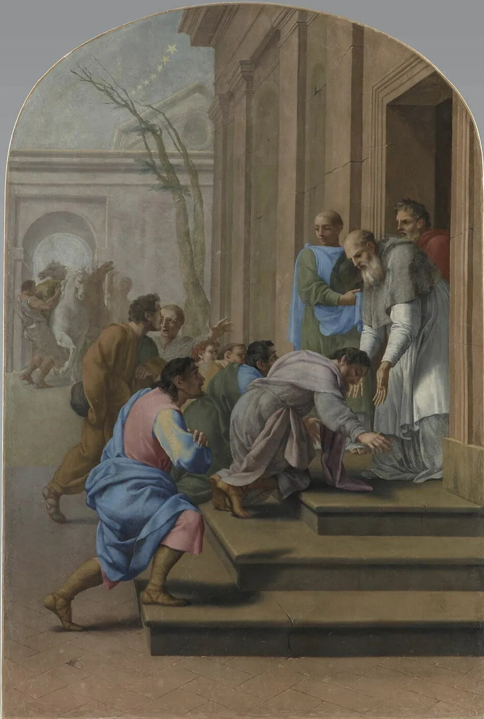Arrivée de saint Bruno à Grenoble, chez saint Hugues - Eustache Le Sueur image 1 reproduction de peinture à l’huile