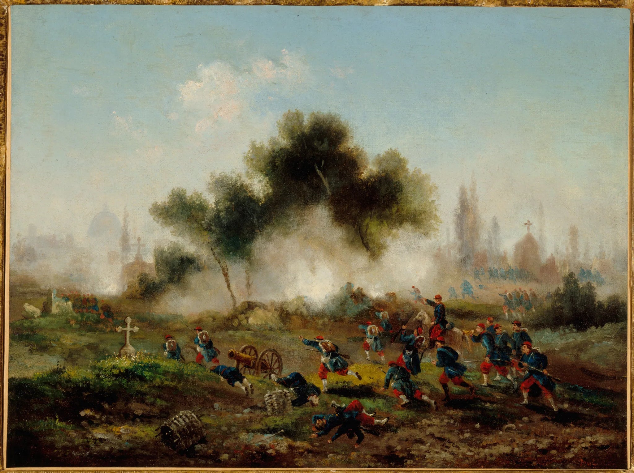 Assaut d'un cimetière par les troupes régulières, mai 1871 - Gustave Boulanger image 1 reproduction de peinture à l’huile