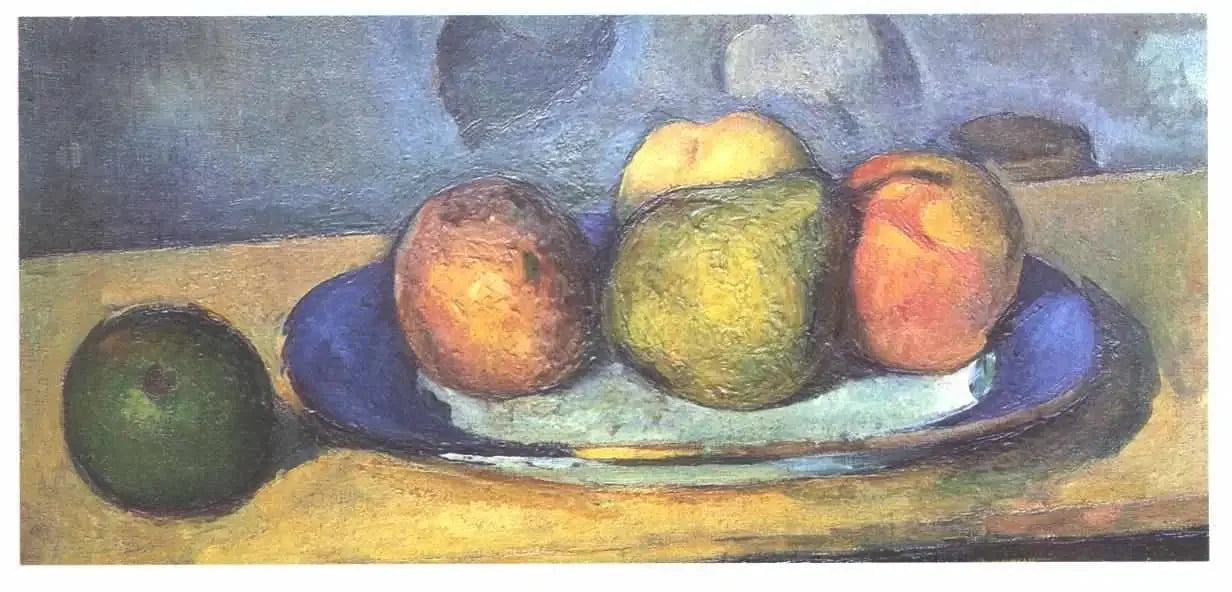 Assiette à bord bleu et fruits - Paul Cézanne image 1 copie peinte à la main à l’huile