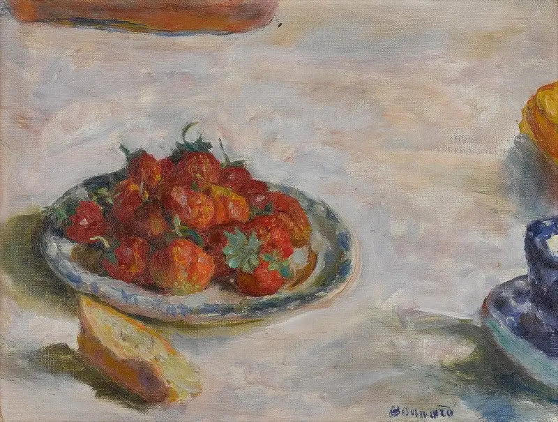 Assiette de fraises - Pierre Bonnard image 1 copie peinte à la main à l’huile