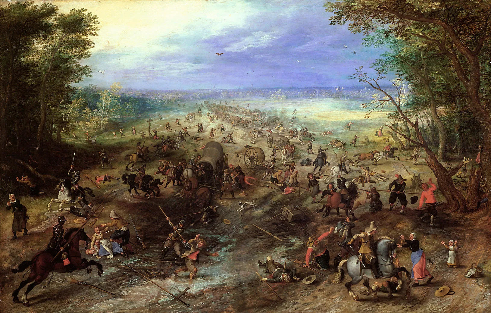 Attaque d'un convoi - Jan Brueghel l'Ancien image 1 reproduction artisanale de tableau