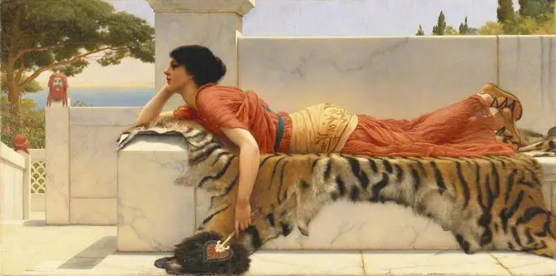 Attente - John William Godward image 1 copie peinte à la main à l’huile