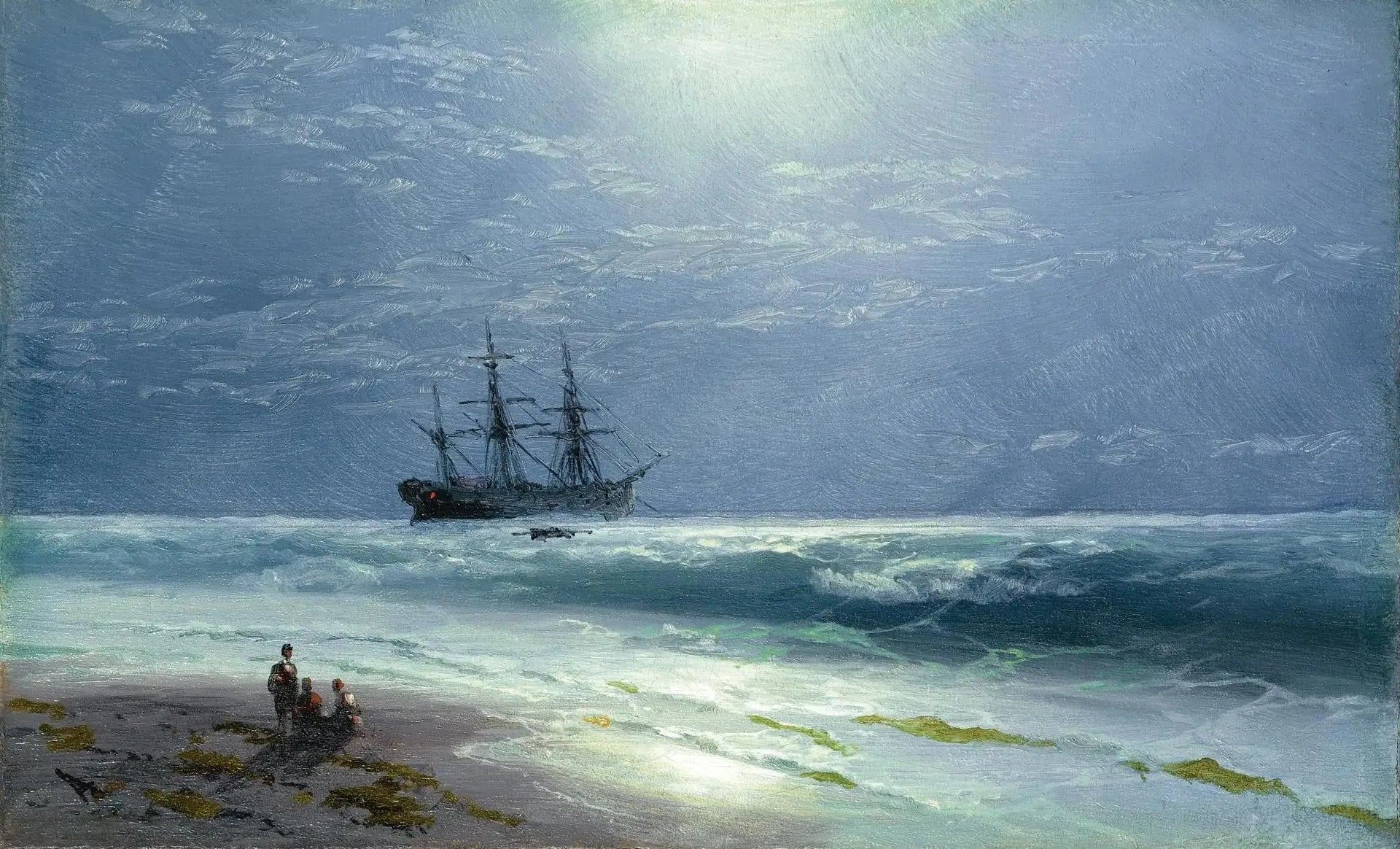 Atterrissage au clair de lune - Ivan Aïvazovski image 1 tableau peint à l’huile sur toile