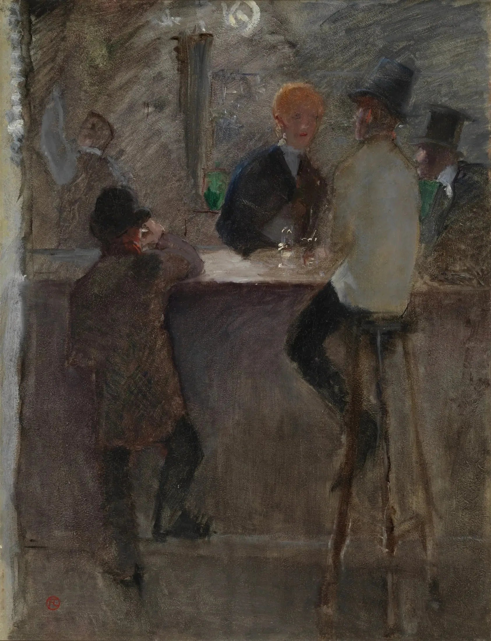 Au Bar - Henri de Toulouse-Lautrec image 1 copie peinte à la main à l’huile