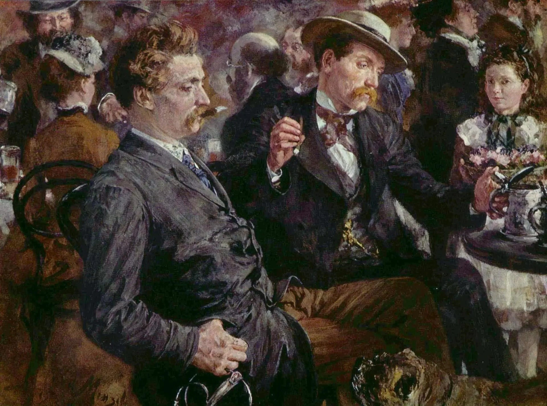 Au biergarten - Adolph von Menzel image 1 reproduction artisanale de tableau