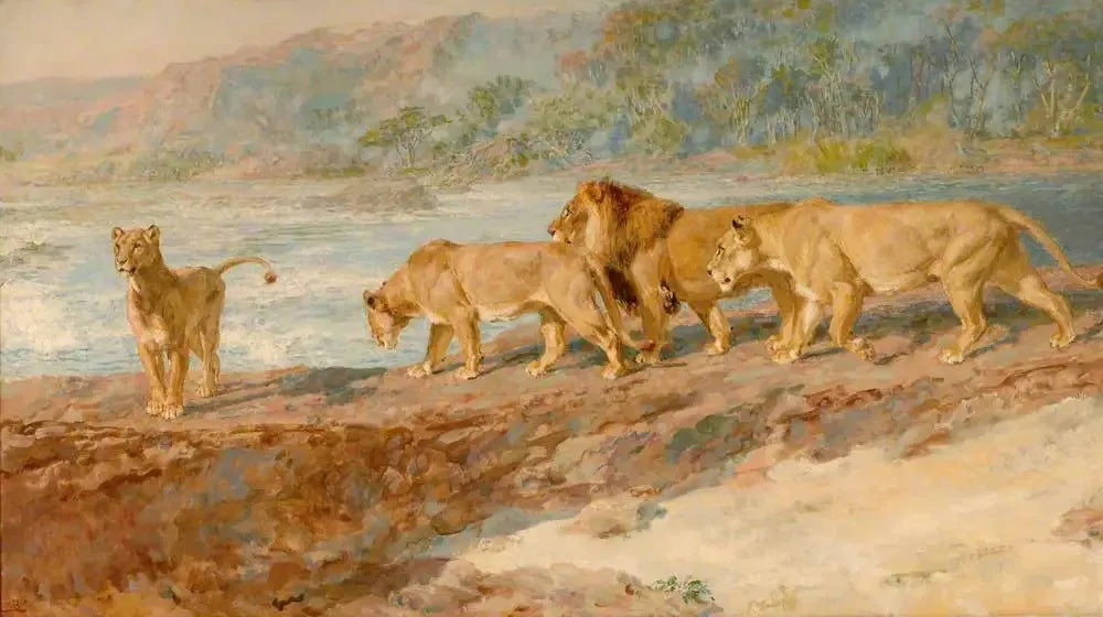 Au bord d'un fleuve africain - Briton Rivière image 1 reproduction de peinture à l’huile
