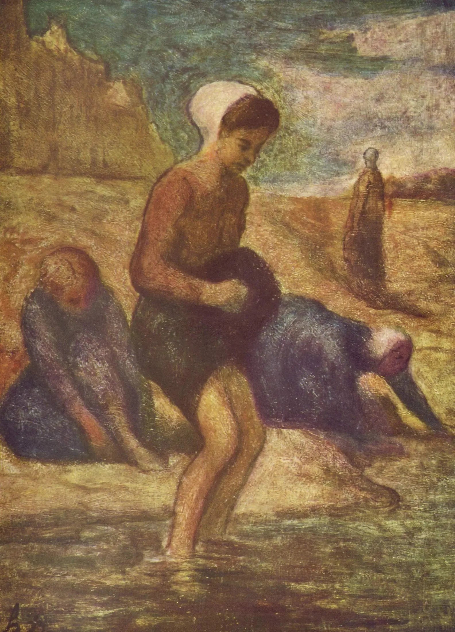 Au bord de l'eau - Honoré Daumier image 1 reproduction artisanale de tableau