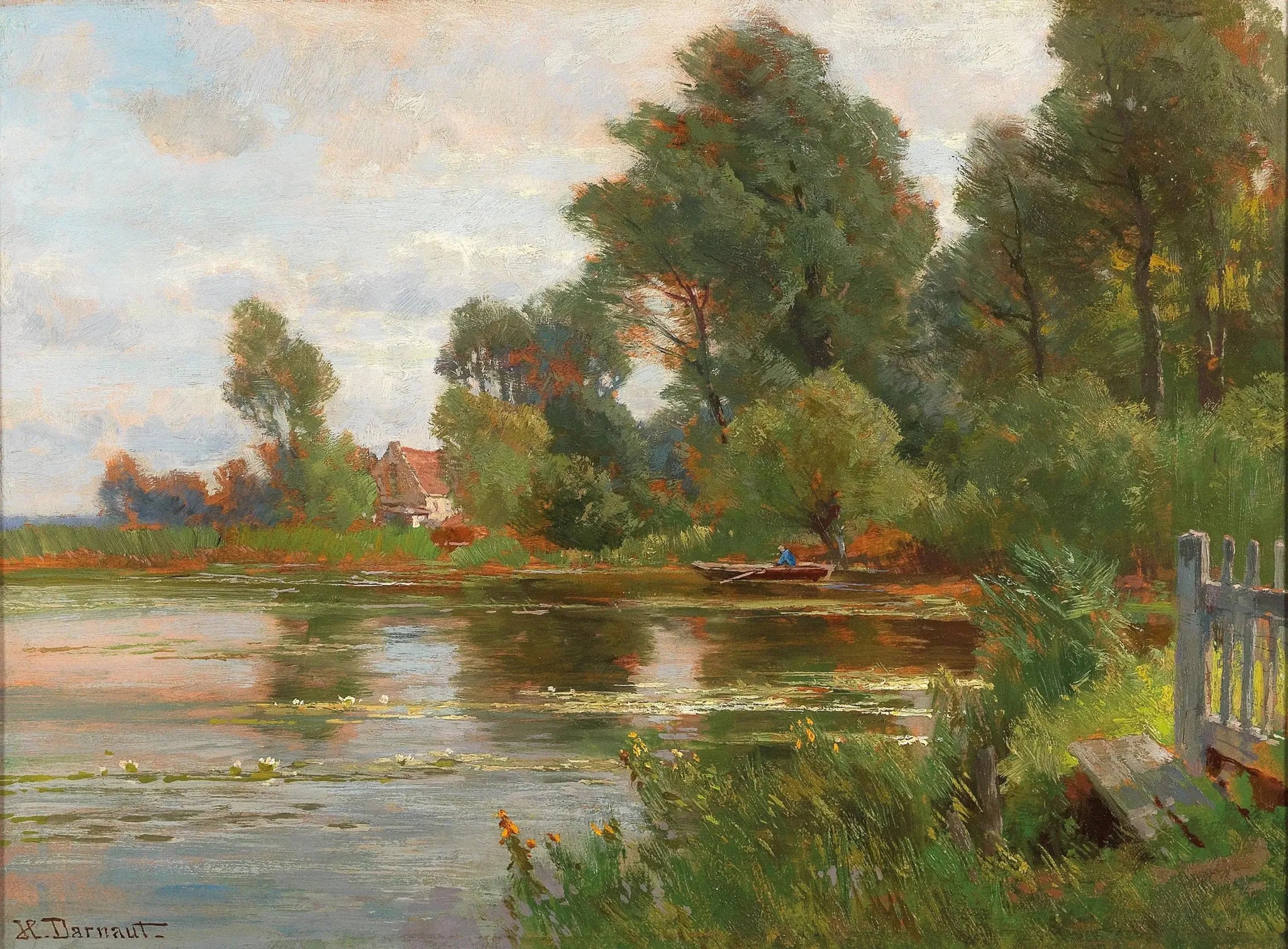 Au bord de l'étang - Hugo Darnaut image 1 copie peinte à la main à l’huile