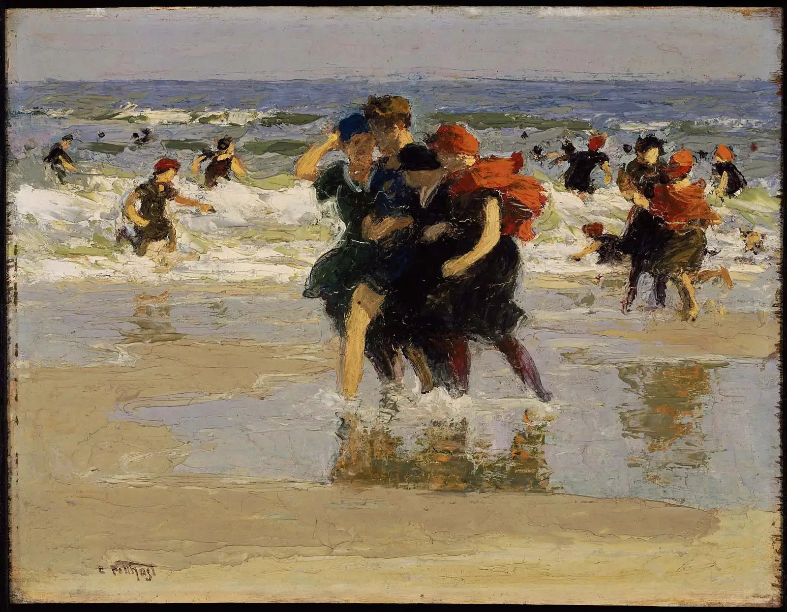 Au bord de la mer - Edward Henry Potthast image 1 copie de tableau peinte à la main