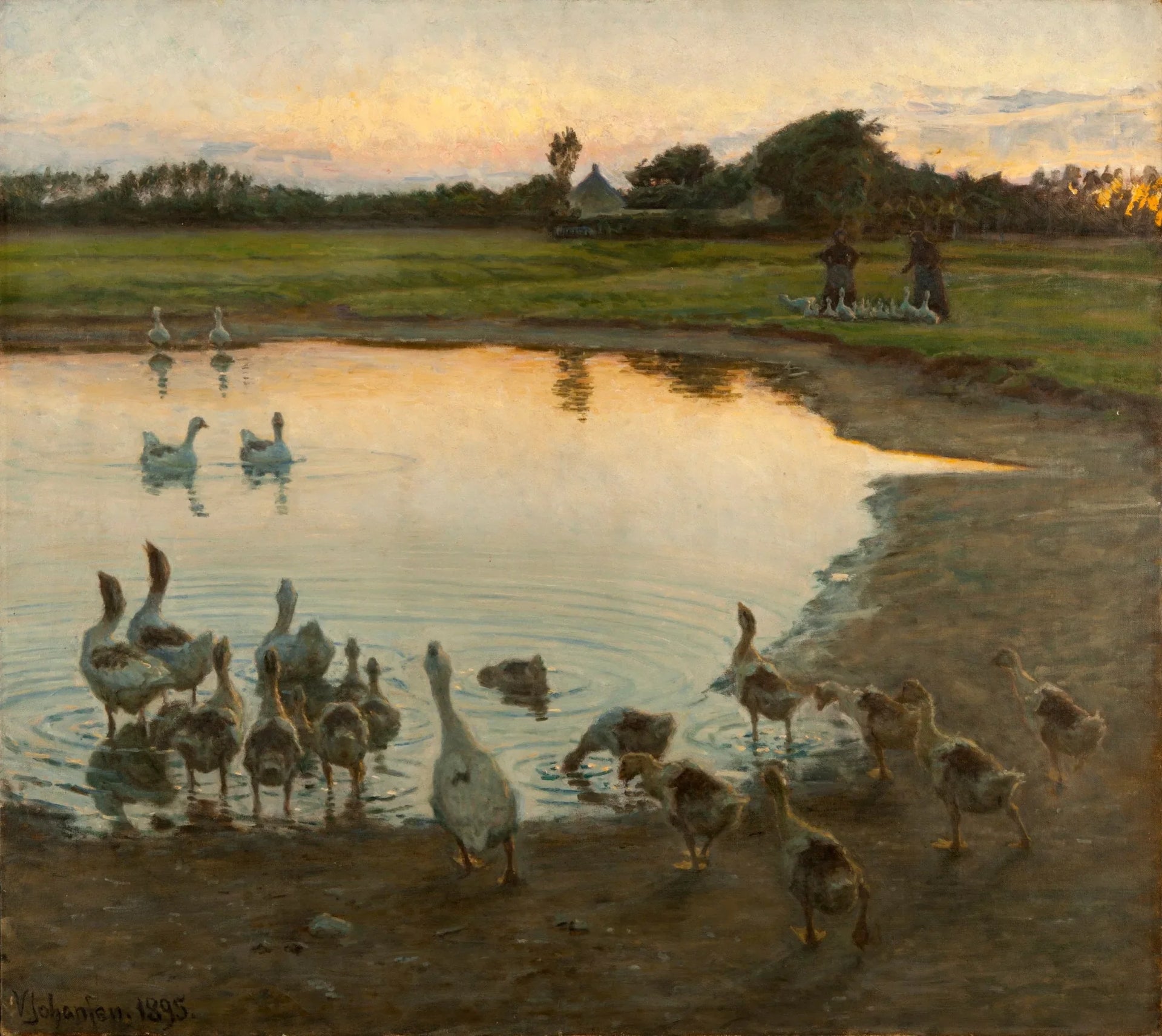 Au coucher du soleil - Viggo Johansen image 1 reproduction artisanale de tableau