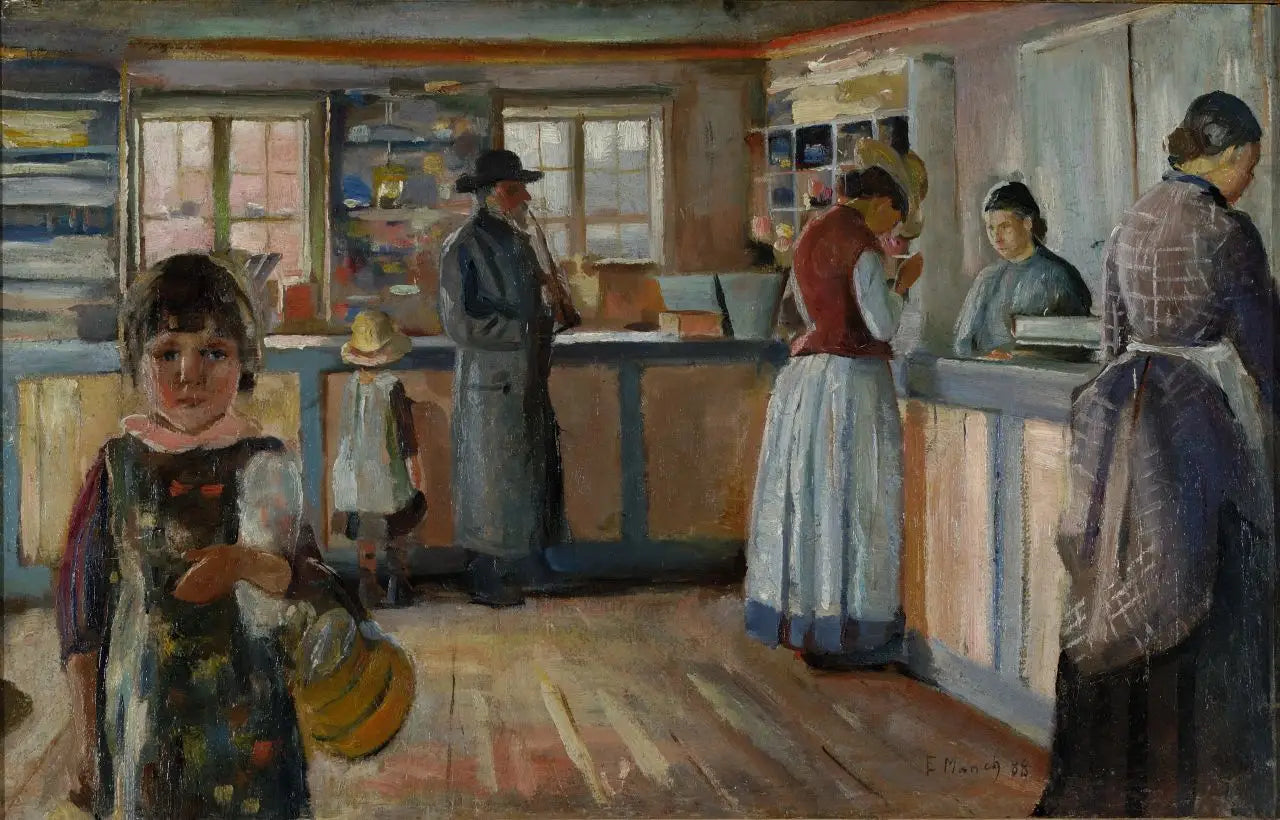 Au magasin à Vrengen - Edvard Munch image 1 reproduction de peinture à l’huile