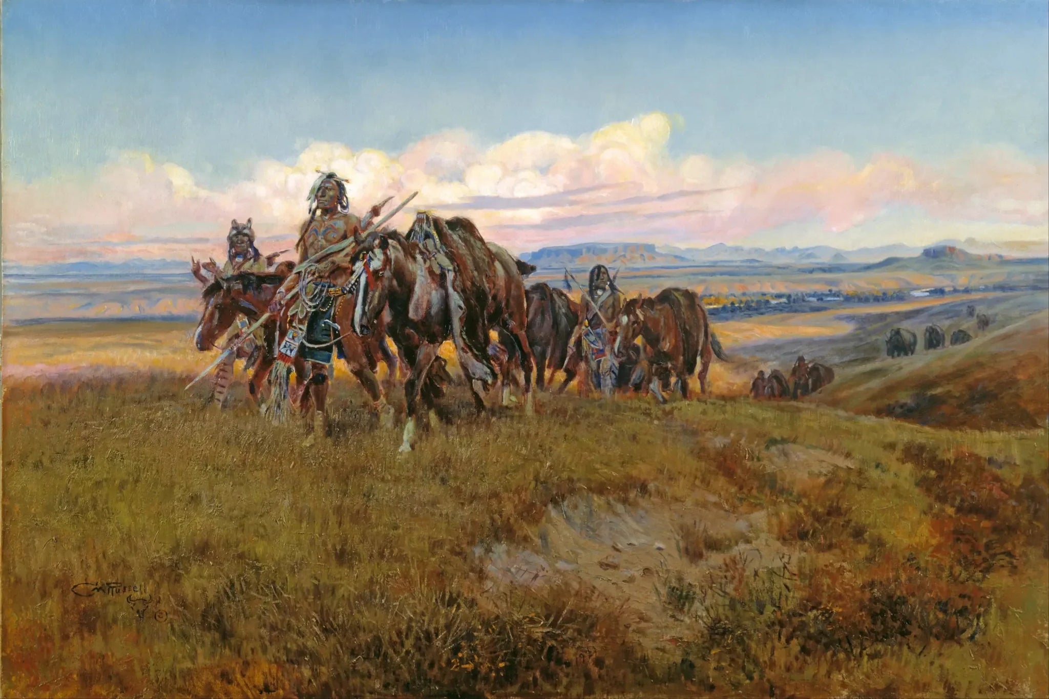 Au pays de l'ennemi - Charles Marion Russell image 1 copie de tableau peinte à la main