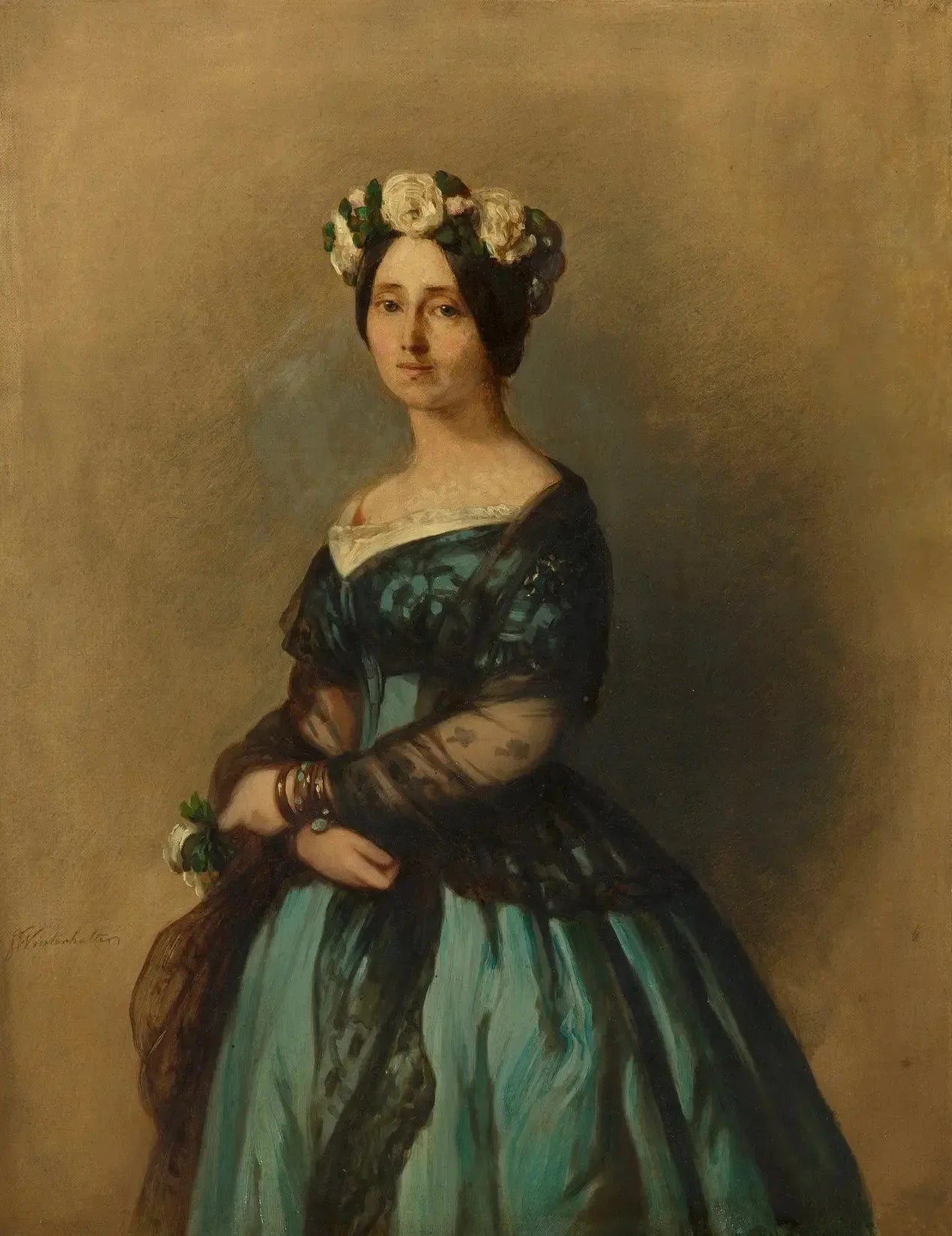 Augusta de Saxe-Weimar, princesse de Prusse, plus tard reine de Prusse et impératrice allemande (1811-1890) - Franz Xaver Winterhalter image 1 copie peinte à la main à l’huile