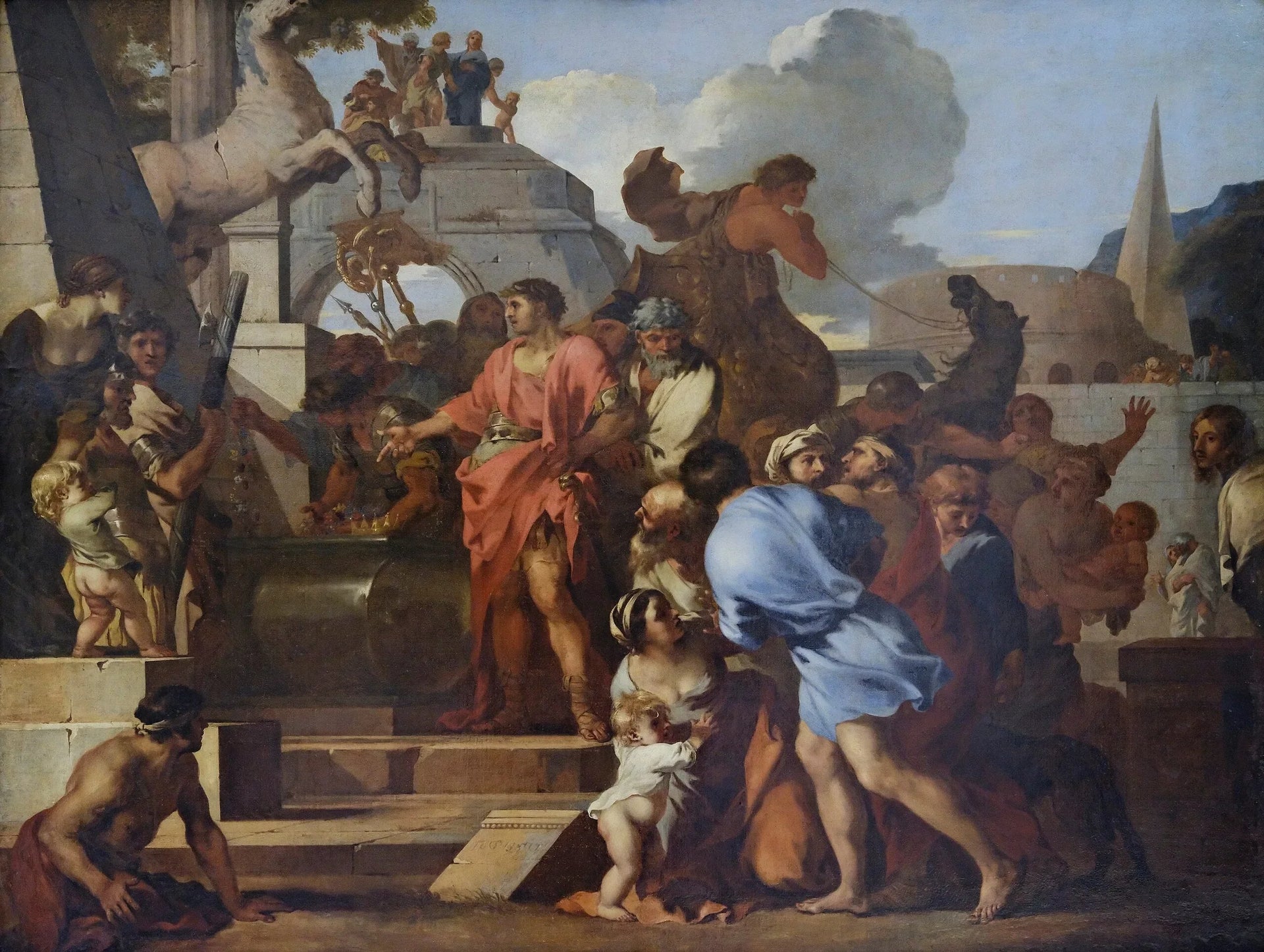Auguste devant le tombeau d'Alexandre - Sébastien Bourdon image 1 reproduction de peinture à l’huile