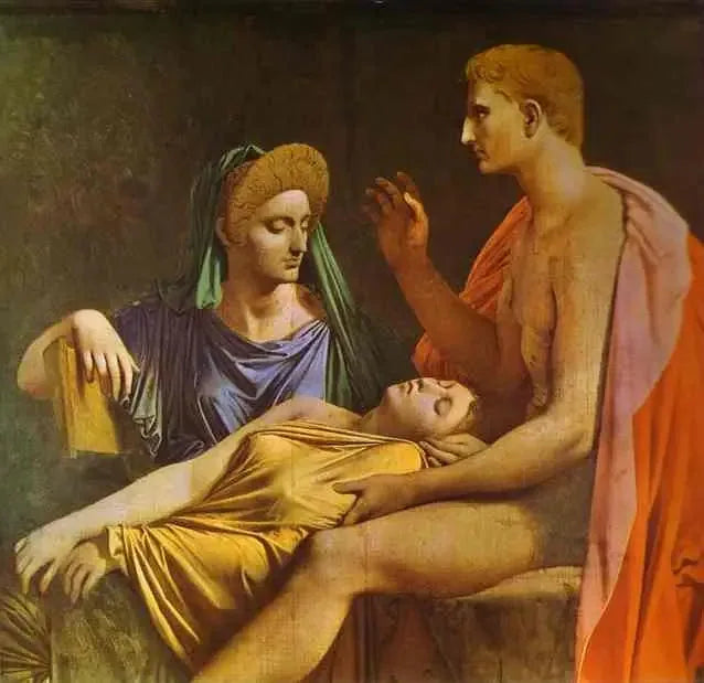 Auguste écoutant la lecture de l'Enéide - Jean-Auguste-Dominique Ingres image 1 reproduction artisanale de tableau