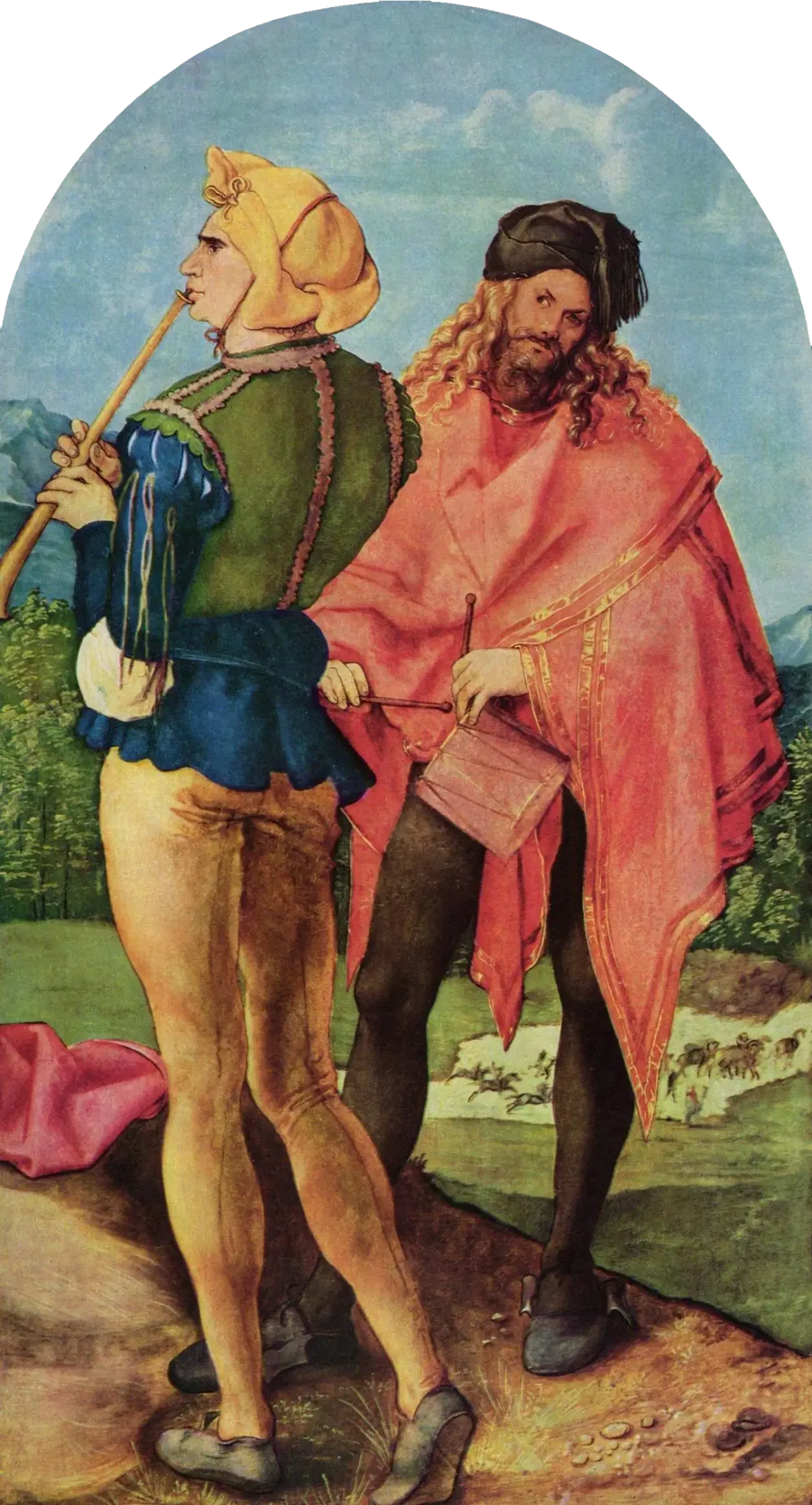 Autel de Jabach : joueur de cornemuse et batteur - Albrecht Dürer