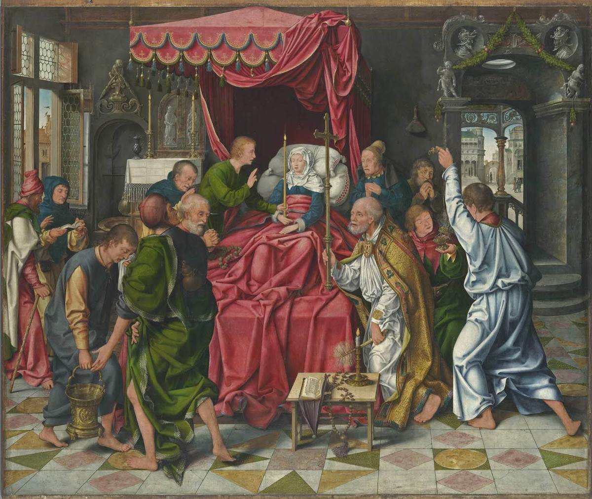 Autel de Marientod : La Mort de Marie - Joos van Cleve image 1 copie peinte à la main à l’huile