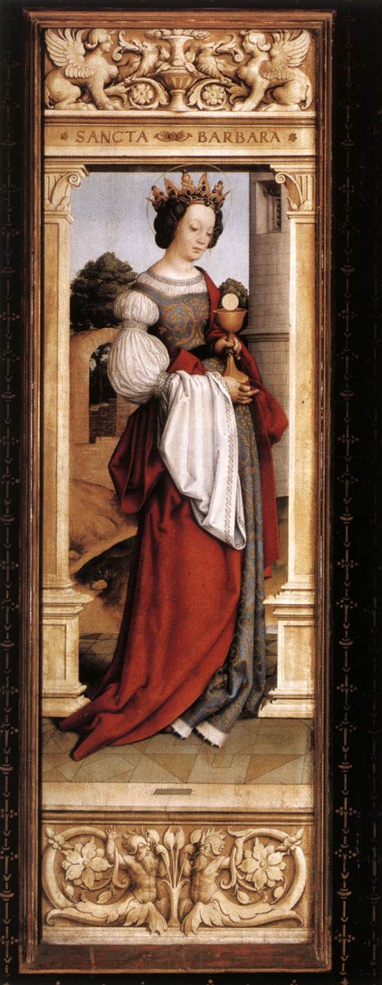 Autel de Saint Sébastien : Sainte Barbe - Hans Holbein the Elder image 1 reproduction artisanale de tableau
